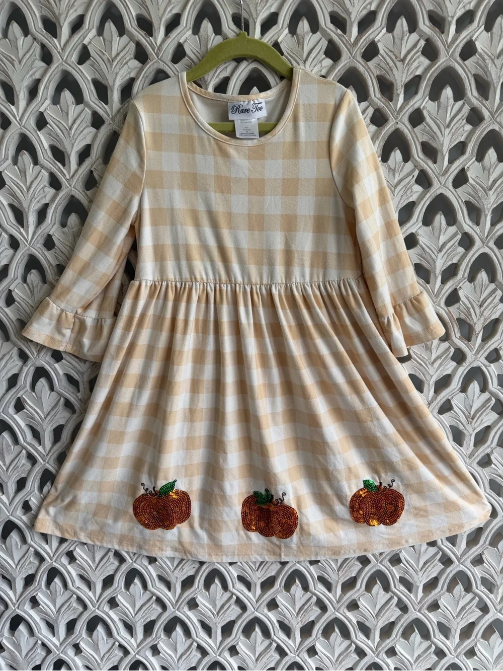 Girls Fall Colors Sequin Pumpkin Dress by Rare Too, 6x